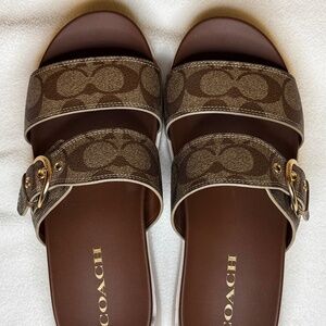 Coach Allanah Sandal in Signature Canvas Khaki/Chalk